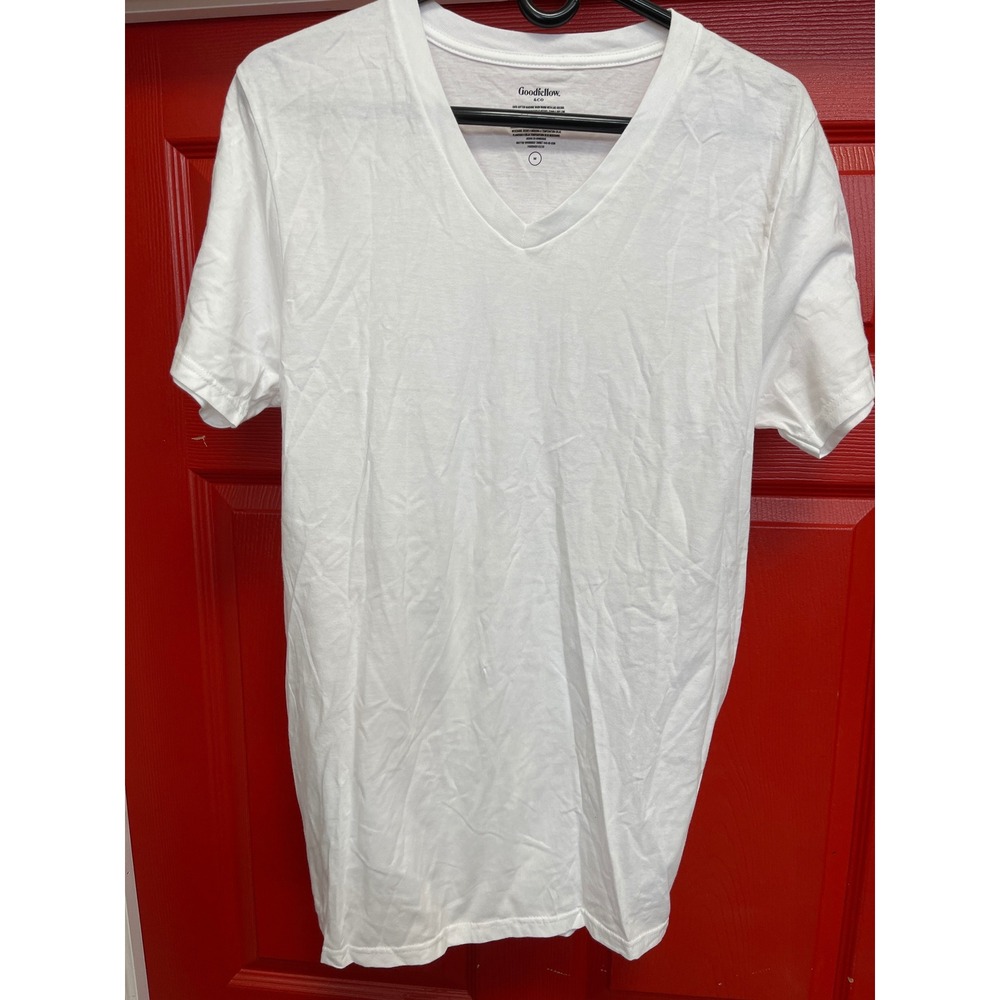Goodfellow & Co Mens White V-Neck Short Sleeve T-Shirt Size Medium 100% Cotton